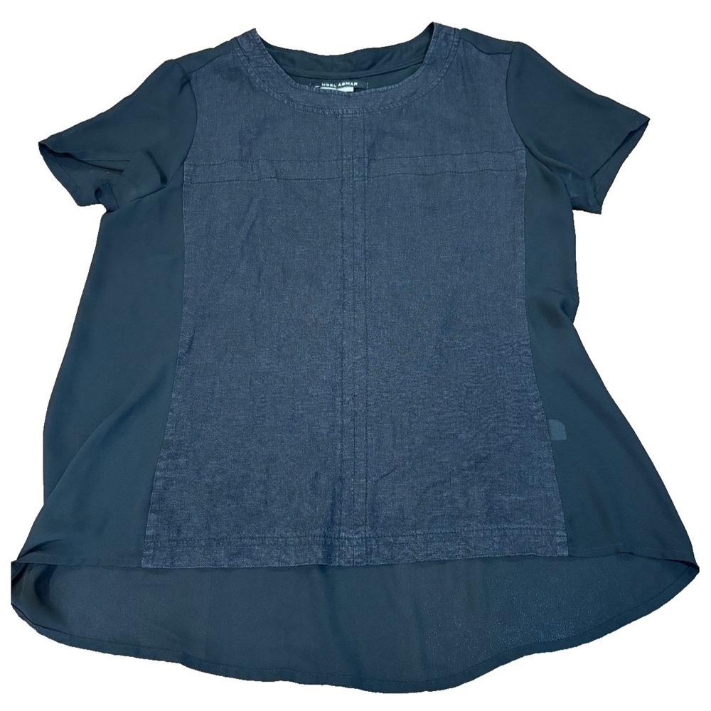 Noel Asmar top linen‎ blend sheer back boxy oversized womens sz small monochrome